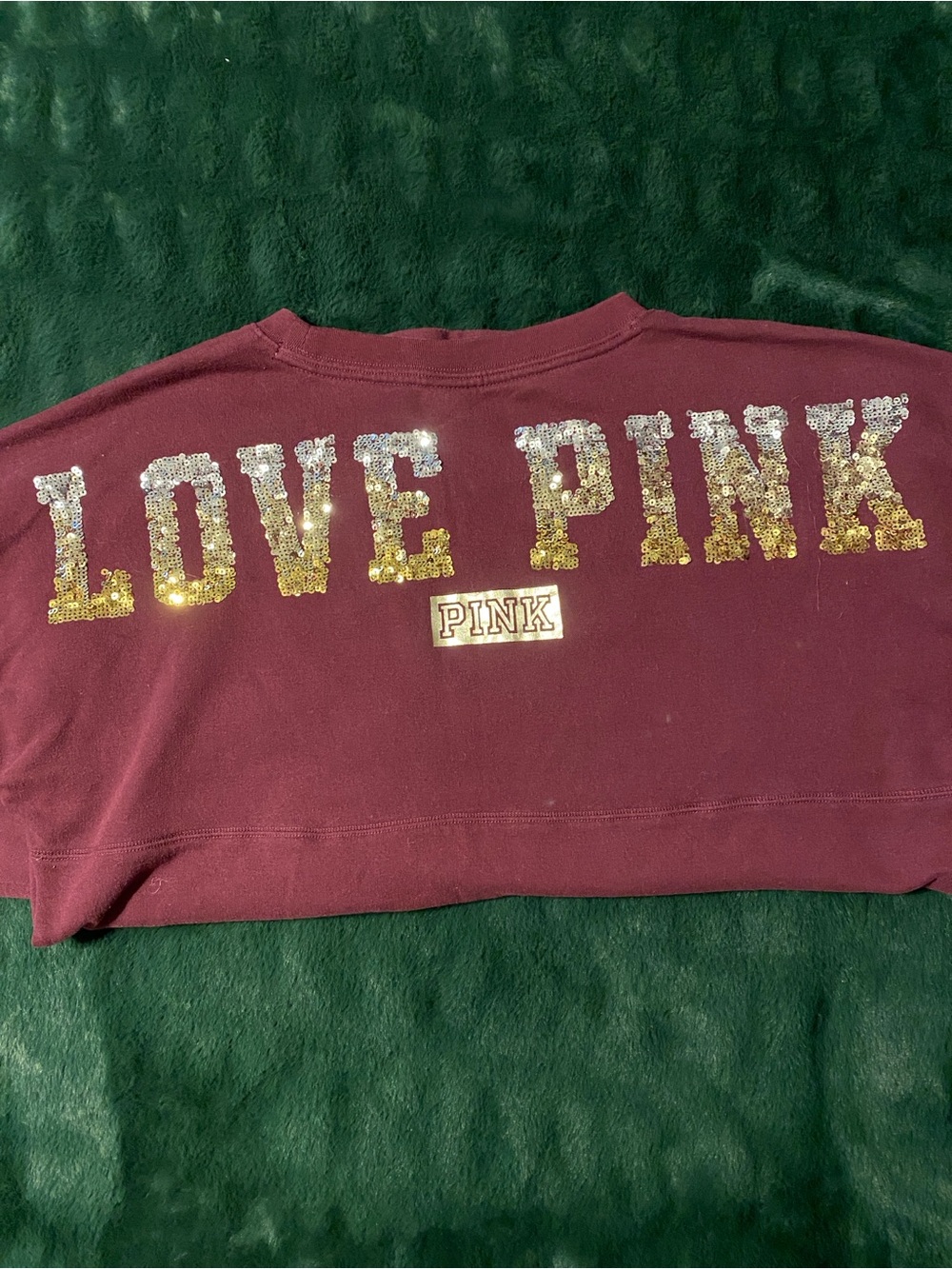 PINK Victoria's Secret Berry Long Sleeve Crew Tee with Dog Logo